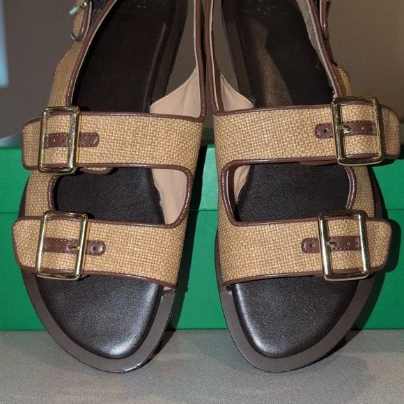 J Crew Carsen Made-in-Italy slingback sandals in faux raffia CJ835 Size 9 - Picture 3 of 10